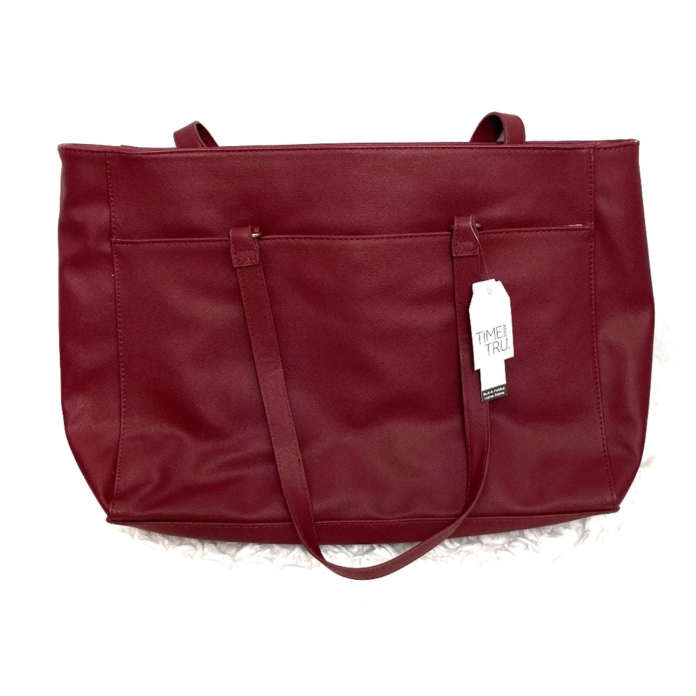 Time and Tru Red Handbag with Built in Padded Laptop Sleeve